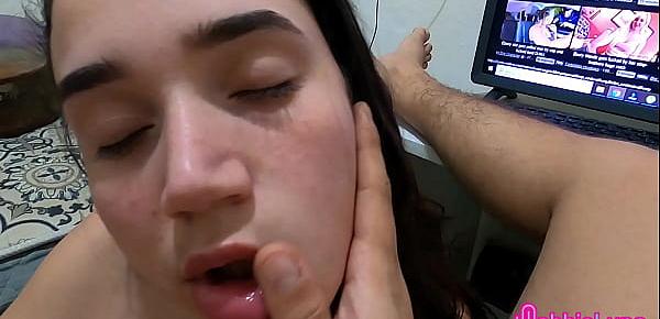  Gabbie Luna - Shy girl sucking a hard cock and swallowing everything she can